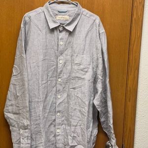 Tommy Bahama Gray Long Sleeve Tiny Dot Print Button Shirt Medium